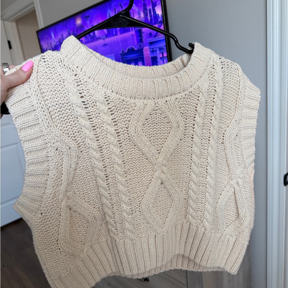 Princess Polly Cream Cable Knit Sweater Vest
